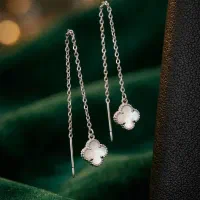 گوشواره نقره بخیه طرح ونکلیف و صدف