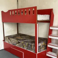 تخت خواب دوطبقه بدنه فلزی رویه ام دی اف|تخت و سرویس خواب|ارومیه, |دیوار