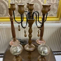 ۲ عدد شمع دان و چوبی