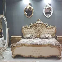 تخت خواب دونفره ماریلیا//طرح سفید طلایی