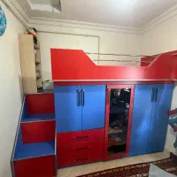 تخت خواب دو طبقه کم جا با کمد و کشو