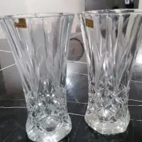 یک جفت گلدان شیشه ای مارک کاوه