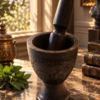 هاون آبنوس سیاه کار دست آفریقا