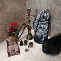 قلیان بدنه برنجی سنگین وکیف وزغال وهمه تجهیزات|صنایع دستی و سایر لوازم تزئینی|تهران, اختیاریه|دیوار