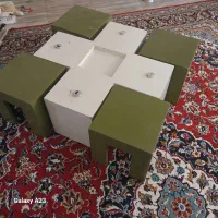 میز همراه ۴ تا عسلی با شیشه۶میل