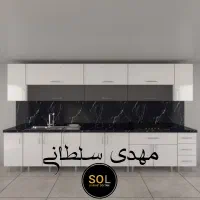 کابینت طوسی سفید دستگیره استیل مشکی کد 1303|مصالح و تجهیزات ساختمان|شیراز, محراب|دیوار
