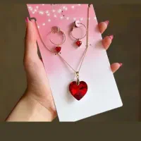 ست گردنبند گوشواره قلبی