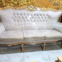 مبلمان سلطنتی چوب راش ورق طلا ۹ نفره به همراه عسلی