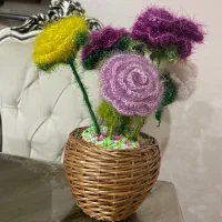 گل بافت به همراه گلدان