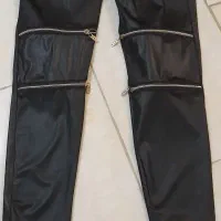 شلوار غواصی چرم نو و اورال مشکی شاین دمپا گشاد نو