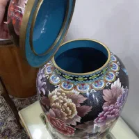 کوزه عتیقه مسی با طرح آنتیک گل و طاووس
