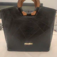 کیف چرم دسته چوبی
