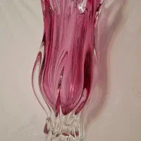 گلدان شیشه ای صورتی بوهیما اصل