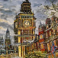 تابلوفرش دستباف طرح لندن چله و گل ابریشم