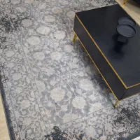 فرش ۶ متری ماشینی طرح سنگ شور طوسی مشکی