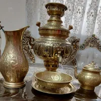 سماور زغالی برنج قلم کاری شده