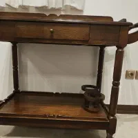 میز بار پذیرایی چرخ دار چوبی سالم و نو