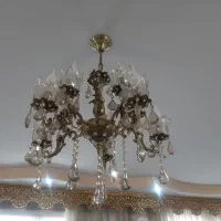 لوستر ۱۰ شعله چشمه نور + لوستر سقفی + آباژور
