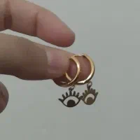 گوشواره استیل مدل چشم طلایی