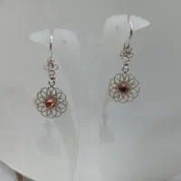 گوشواره ملیله نقره نگین گُلبهی سنتتیک کد ۶۱۳|جواهرات|اصفهان, مولوی|دیوار