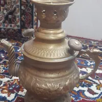 سماور برنجی + چراغ برنجی عتیقه|کلکسیون اشیاء عتیقه|قزوین, |دیوار