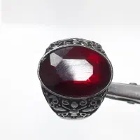 انگشتر نقره ای نگین سرخ براق|بدلیجات|عجب شیر, |دیوار