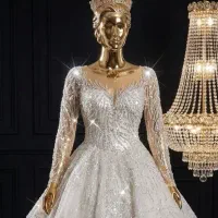 لباس عروس آستین دار عربی