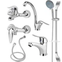 شیرآلات 6 تیکه شیرالات گاز هودسینک دوش سینگ ظرفشوی