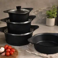 ظروف پخت وپز سنگین وزن چدن و ابکش لگت استیل