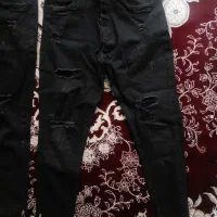 شلوار لی ابی و مشکی پسرانه