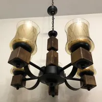 دو عدد لوستر ۵ شاخه چوب طبیعی نو