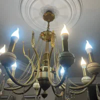 ۲ تا لوستر تمام برنج و ۲ تا دیوار کوب|لوستر و چراغ آویز|تهران, بلورسازی|دیوار