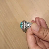 انگشتر نقره‌ای فیروزه با ۱۴ عدد مخراج یاقوت- فوری|جواهرات|کرمانشاه, |دیوار
