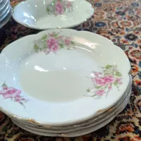 ۱۲ خورشتی گل عروس بزرگ با پیش دستی میوه وپیاله