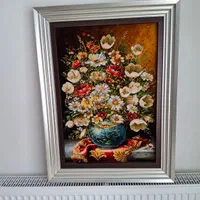 تابلو فرش طرح گل وگلدان|تابلو فرش|کرمانشاه, |دیوار