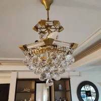 ۵عددلوستر کریستالی آویز اشکی طلایی