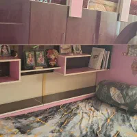 تخت دوطبقه ام دی اف دارای باکس و کشو و کتابخانه|تخت و سرویس خواب|اسلامشهر, شهرک امام حسین (میان آباد)|دیوار
