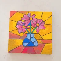 نقاشی کوبیسم طرح گل و گلدان