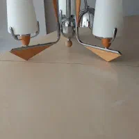 لوستر سه شاخه استیل و چوب