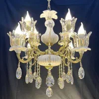 لوستر8شعله ترکیبی شاخکدار باگل رز تولیدی رستمی