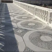 موزاییک حیاط بغل باغچه و کاشی ساده