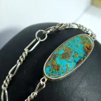 دستبند نقره فیروزه نیشابوری ( نقره زانوسی )