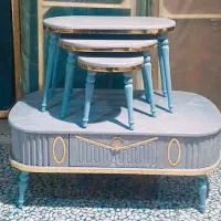 میزجلومبلی بیضی دوکشووکیوم،جلومبلی بغل گردست کامل|مبلمان خانگی و میز عسلی|خمینیشهر, |دیوار