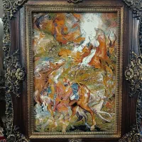 تابلو فرش ساعت برنجی