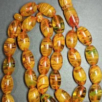 تسبیح کهربا رگ ورقی دستساز