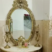 آینه شمعدان برنجی و سنگ مرمر سالم