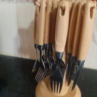 سرویس قاشق و چنگال وچاقو و چنگال همراه با استند