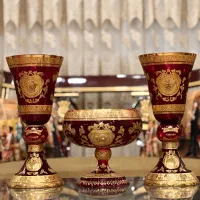 کریستال دکوری طلاکوب نوچک گلدکیش گلدان چینی