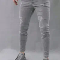 شلوا جین پنبه ای ، طوسی ، سایز ۳۶ اورجینال