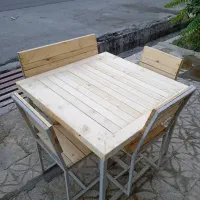 میز و صندلی تمام چوب و فلز چوب